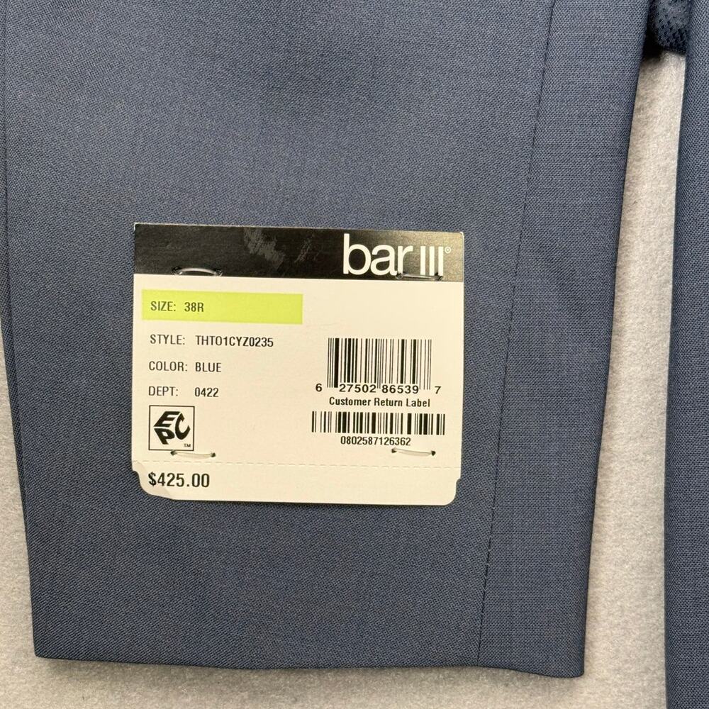 Bar III Men's Slim-Fit Wool-Blend Solid Suit Jacket, blue 38R $450 - Picture 8 of 13